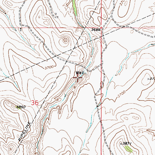 Topographic Map of 09S53E36AABD01 Well, MT