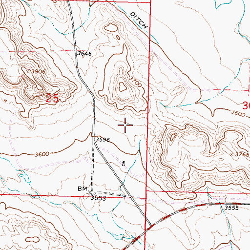 Topographic Map of 09S39E25DADB02 Well, MT