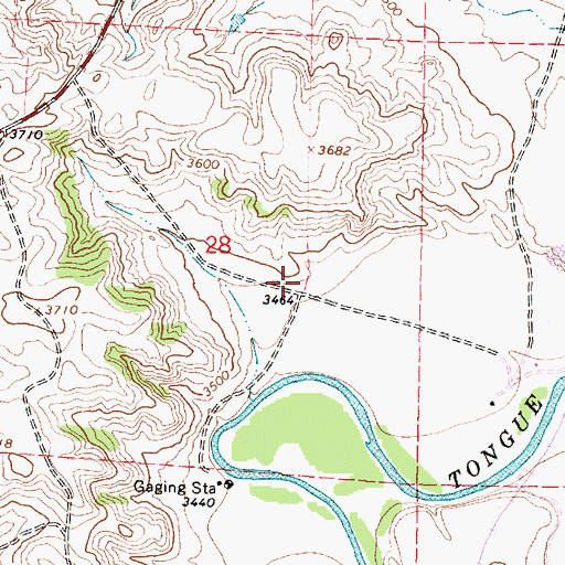 Topographic Map of 09S40E28DABB01 Well, MT