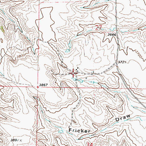 Topographic Map of 09S43E27CDCA01 Well, MT