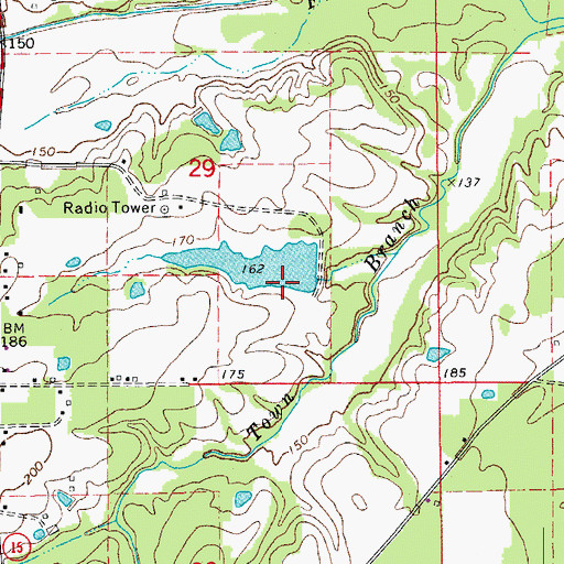 Topographic Map of Scott Lake Dam, AR