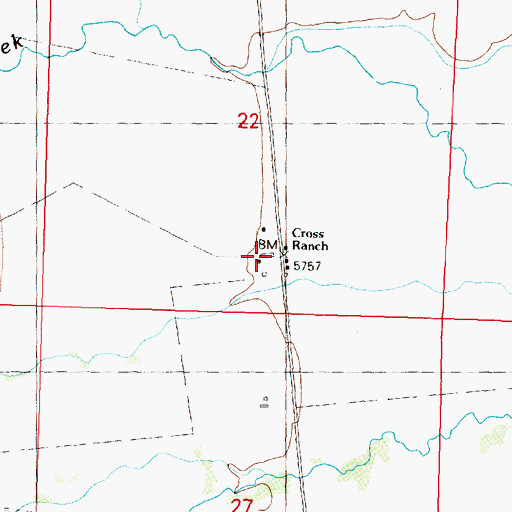 Topographic Map of 09S12W22DCBD01 Well, MT