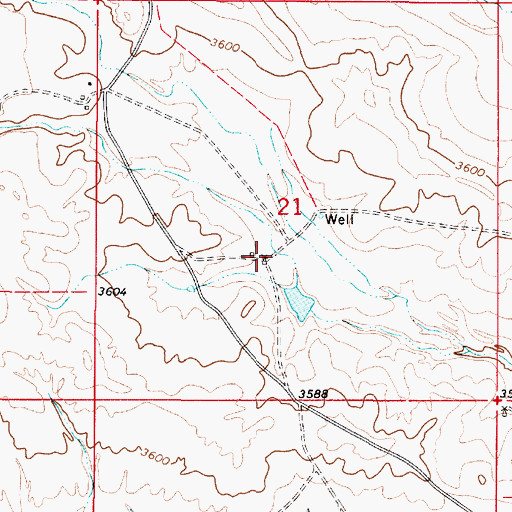 Topographic Map of 09S52E21CADB01 Well, MT