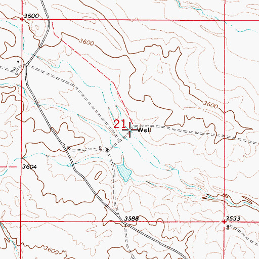 Topographic Map of 09S51E21DBBB01 Well, MT