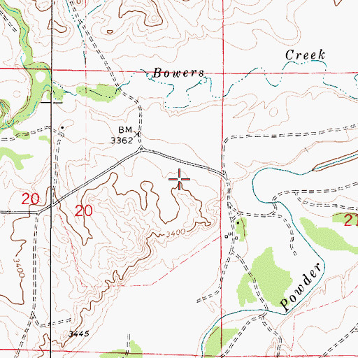 Topographic Map of 08S52E20ADA_01 Well, MT