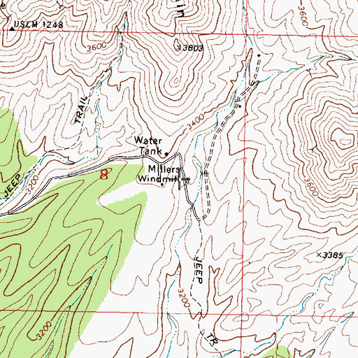 Topographic Map of Millers Windmill, AZ