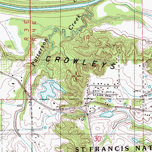 Topographic Map of Crystal Lake, AR