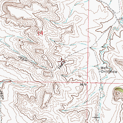 Topographic Map of 09S43E14DDBB01 Well, MT