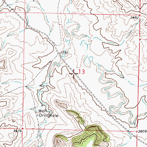 Topographic Map of 09S43E13CAAA01 Well, MT