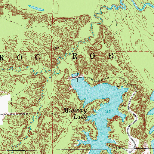 Topographic Map of Midway Lake Dam, AR