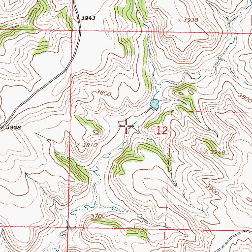 Topographic Map of 09S41E12BDCD01 Spring, MT