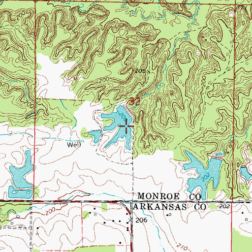Topographic Map of Carnes Lake Dam, AR