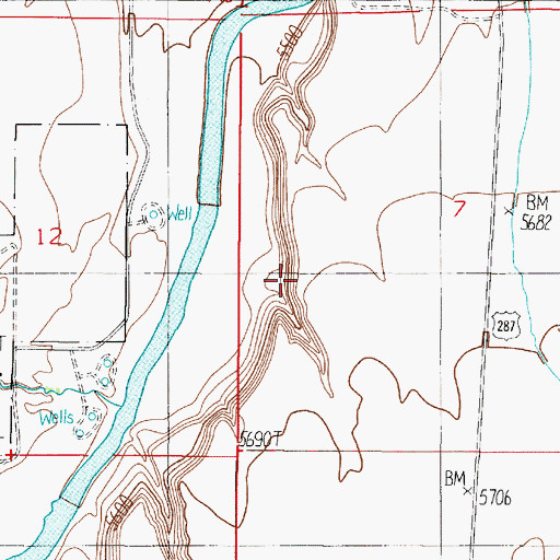 Topographic Map of 09S01E07CBAC01 Well, MT