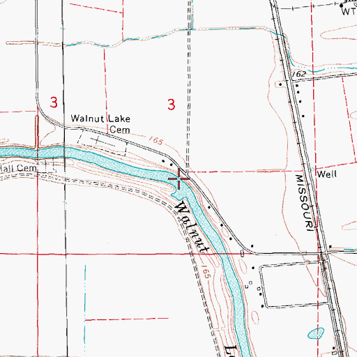 Topographic Map of Walnut Lake Dam, AR