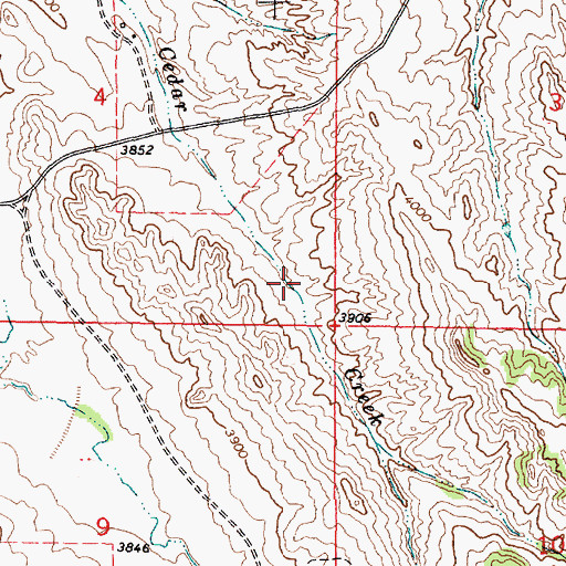 Topographic Map of 09S46E04DDDB01 Spring, MT