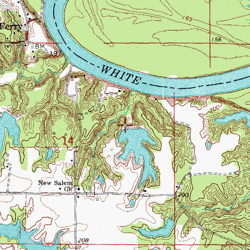 Topographic Map of Payer Lake Number One Dam, AR