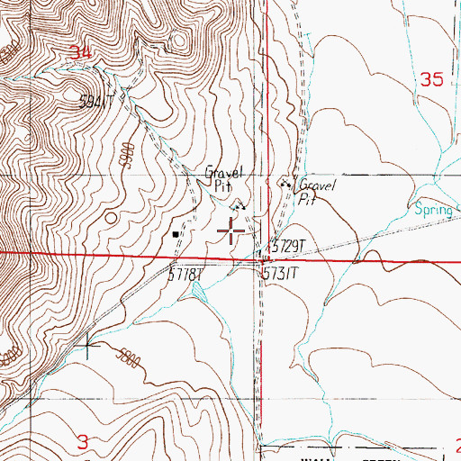 Topographic Map of 08S01W34DDDB01 Well, MT