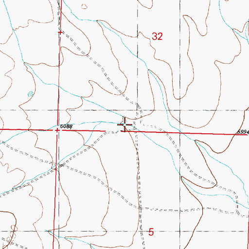 Topographic Map of 08S12W32CDDD01 Well, MT