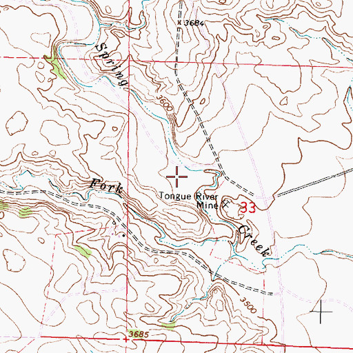 Topographic Map of 08S40E33BCDA01 Well, MT