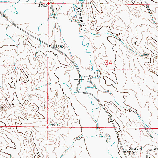 Topographic Map of 08S45E34CABC01 Well, MT