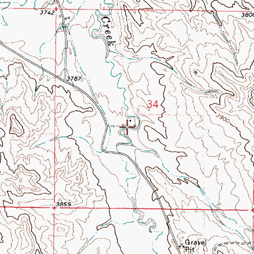 Topographic Map of 08S45E34CAAC01 Well, MT