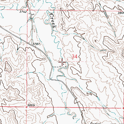 Topographic Map of 08S45E34CAAB01 Well, MT