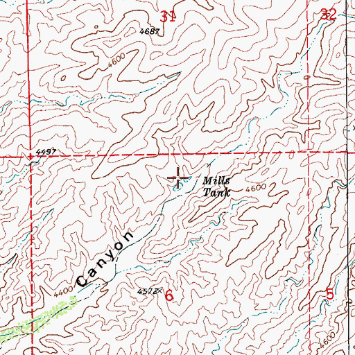 Topographic Map of Mills Tank, AZ