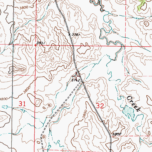Topographic Map of 08S46E32BDBA01 Well, MT