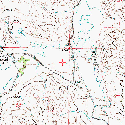 Topographic Map of 08S45E33AADA01 Well, MT