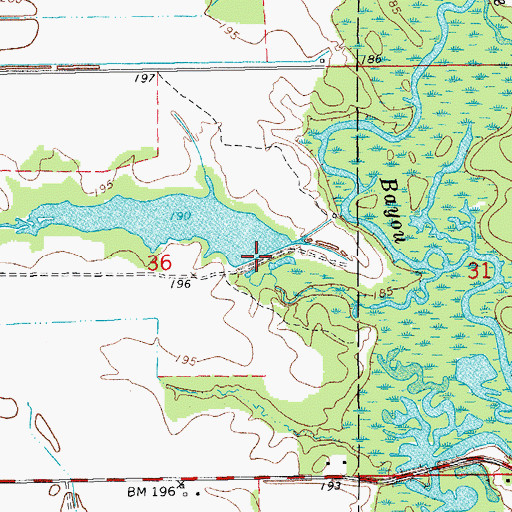 Topographic Map of Voss Reservoir Dam, AR