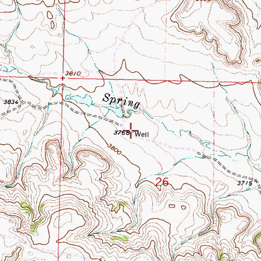 Topographic Map of 08S39E26BDBA01 Well, MT