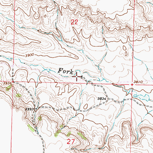 Topographic Map of 08S39E22DCCD01 Well, MT