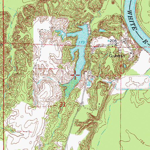 Topographic Map of Wofford Lake, AR