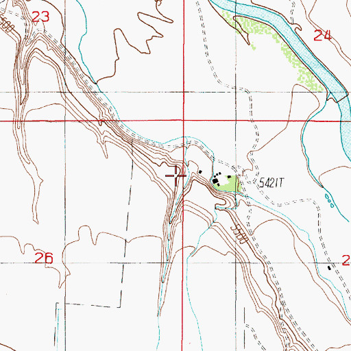 Topographic Map of 08S01W25BBC_01 Well, MT