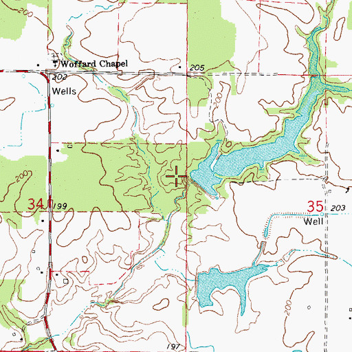 Topographic Map of Abernathy Reservoir Dam, AR