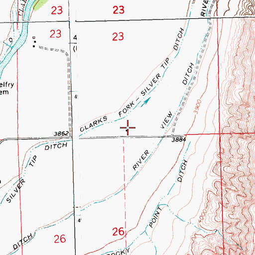 Topographic Map of 08S22E23DCCC01 Well, MT