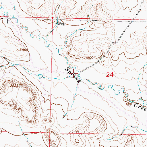 Topographic Map of 08S39E24BCDD01 Well, MT