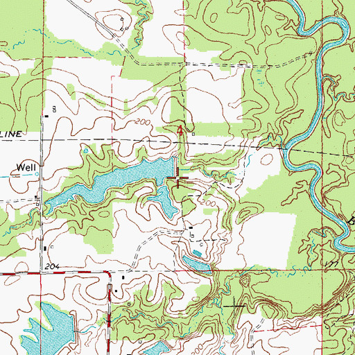 Topographic Map of J Gunnell Lake Dam, AR