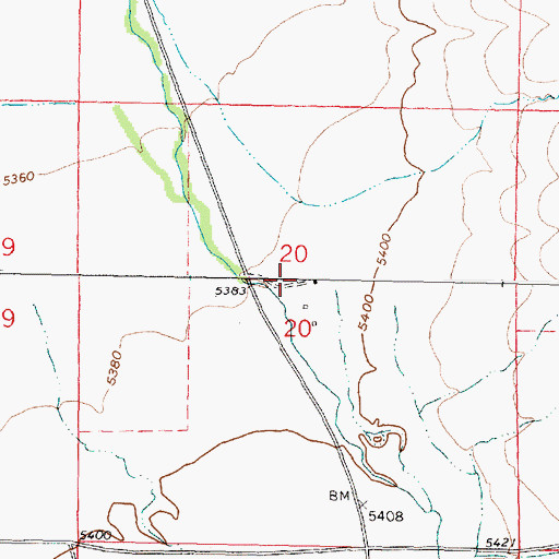 Topographic Map of 08S08W20ACCA02 Well, MT