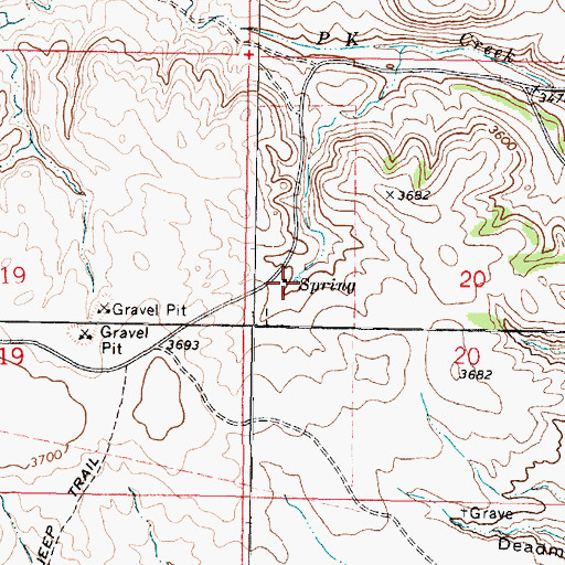 Topographic Map of 08S43E20CBBA01 Spring, MT