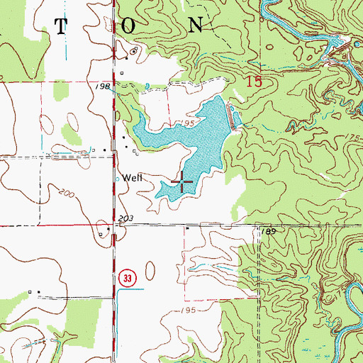 Topographic Map of Shook Reservoir, AR