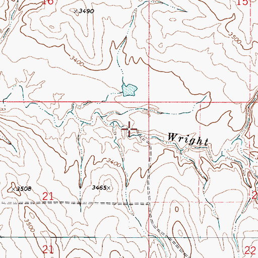 Topographic Map of 08S53E21AADB01 Well, MT