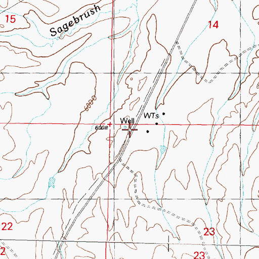 Topographic Map of 08S12W23BBBA01 Well, MT