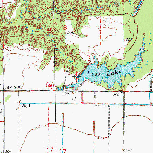 Topographic Map of Voss Lake Dam, AR