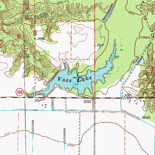 Topographic Map of Voss Lake, AR