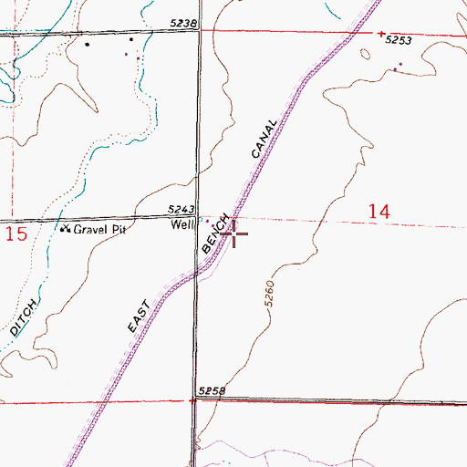 Topographic Map of 08S09W14CBB_01 Well, MT