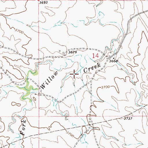 Topographic Map of 08S56E14CACA01 Well, MT