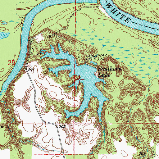 Topographic Map of Southern Lake, AR