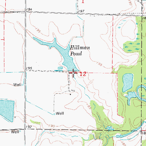 Topographic Map of Hillman Pond Dam, AR