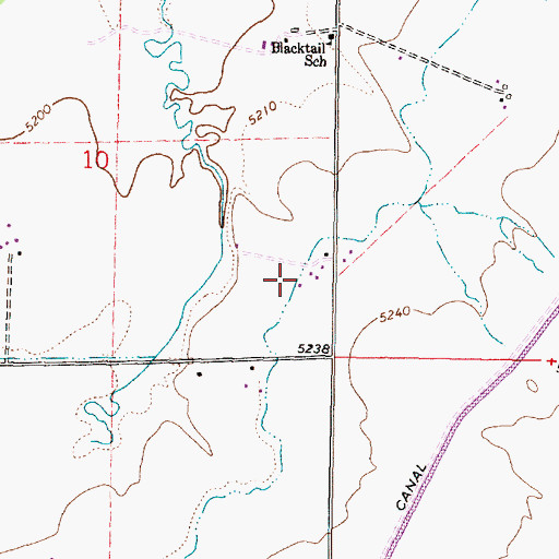 Topographic Map of 08S09W10DDAA01 Well, MT